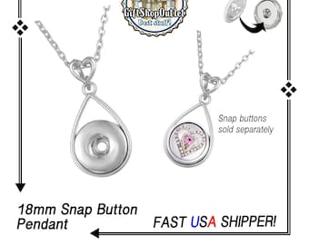 Heart Pendant for 18mm Snap Buttons, Ginger Snap Pendant for Snap on Charms, Interchangeable Snaps, Heart Snap Jewelry