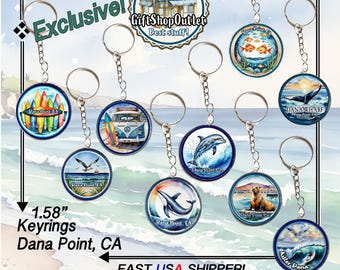 Dana Point Handmade KEY RINGS, Dana Point souvenir, Beach souvenir, whale watching gift, dolphin key ring, whale key ring, Custom Key ring
