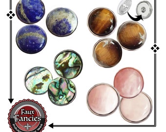 BEAUTIFUL Gemstones or Shell 18mm Snap Buttons, Ginger Snaps, Snap Charm, #BraceletCharms, Rhinestone Snap, Snap Jewelry, #SnapButton