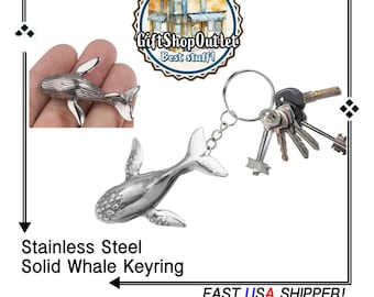 EXCLUSiVELY OURs! Whale Charm KEYRING, Stainless steel Whale Keyring, #WhaleCharms, #WhaleSouvenir, Whale watch souvenir, #KeyringGift
