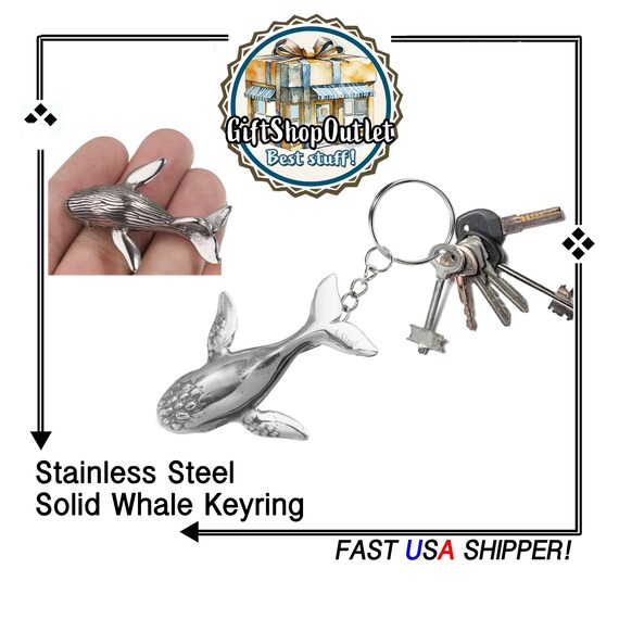 EXCLUSiVELY OURs! Whale Charm KEYRING, Stainless steel Whale Keyring, #WhaleCharms, #WhaleSouvenir, Whale watch souvenir, #KeyringGift