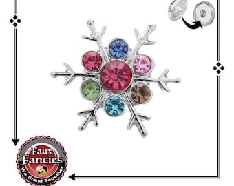 Snowflake Snap Button: Rhinestone Christmas Ginger Snap Charm