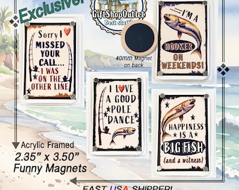 OUR OWN Magnet Designs, 2.35x3.50 acrylic framed magnets, Beach Magnets, Pet Magnets, Fishing Magnets, Collector Magnets, Stocking stuffers