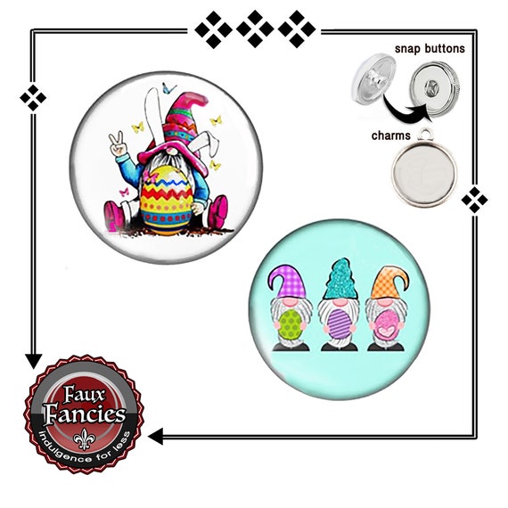 18mm Snap Buttons, Gnome Cabochon Charm, Easter Snap Charms, Easter Snap Button, Easter Cabochon Snap Button, Snap Snap, Fathers Day Charm