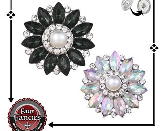 Shimmery RHINESTONE Snap Buttons, Rhinestone Ginger Snap Pearl Center, Rhinestone Snap Pearl Center, #BraceletCharm, #SnapCharm, #SnapButton