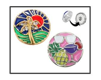 FUN Snap Buttons, 18mm Ginger Snap, HAWAII Snap Charms, travel charms, Vacation Charm, Palm Tree Charm, #SnapButton, #SnapSnap, #SnapCharms