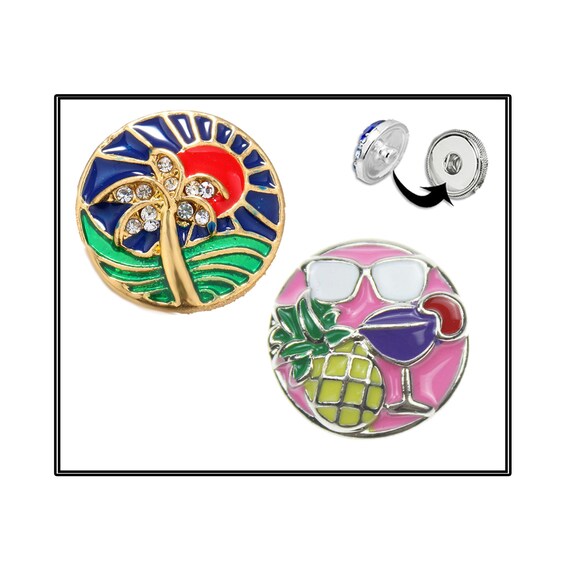 FUN Snap Buttons, 18mm Ginger Snap, HAWAII Snap Charms, travel charms, Vacation Charm, Palm Tree Charm, #SnapButton, #SnapSnap, #SnapCharms