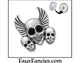 LARGE Snap Button Skull, Halloween Snap Jewelry, Ginger Snaps, Snap Charms, Changeable Snap, Rhinestone Snaps, Snap Jewelry, Halloween charm