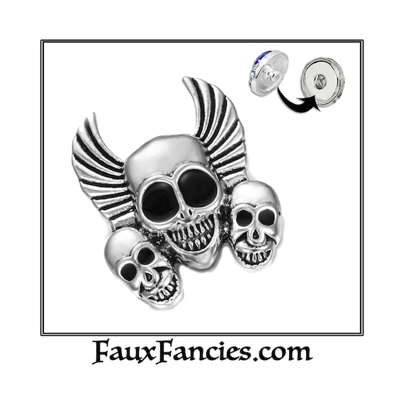 LARGE Snap Button Skull, Halloween Snap Jewelry, Ginger Snaps, Snap Charms, Changeable Snap, Rhinestone Snaps, Snap Jewelry, Halloween charm