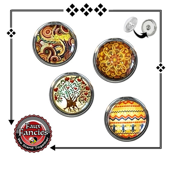 SNAP BUTTONs, CABOCHON Snap Charms, Colorful Mandala Charm, Tree of Life, #Cabochons, #SnapButtons, #BraceletCharms, #BraceletSnaps. #Snap
