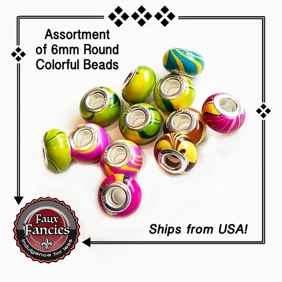 Colorful Round 6mm Beads, 3mm Hole Beads, Jewelry Beads, Glass Beads, Acrylic Beads, #JewelryBeads, #GlassBeads, #BeadsForJewelry, Beads