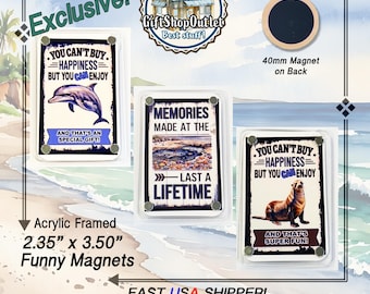 OUR OWN Magnet Designs, 2.35x3.50 acrylic framed magnets, Beach Magnets, Pet Magnets, Fishing Magnets, Collector Magnets, Stocking stuffers