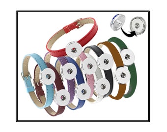 Simulated Leather BRACELET with Snap Base -8mm Bracelet, Slide Bracelet, Ginger Snap, Snap, Jewelry gift, Snap jewelry, #SnapButtons