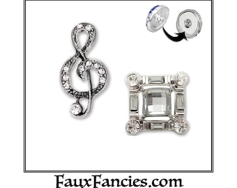SALE - Snap Buttons, Really Nice Interchangeable Snaps for 18mm or 20mm Snap Bases, Rhinestone Accents - Ships FREE