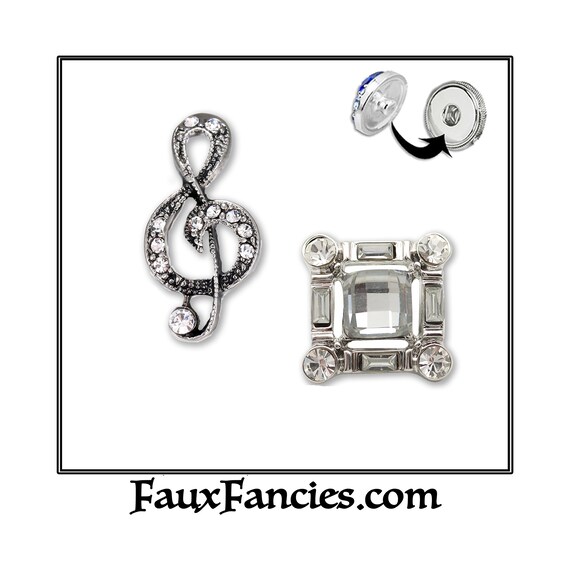 SALE - Snap Buttons, Really Nice Interchangeable Snaps for 18mm or 20mm Snap Bases, Rhinestone Accents - Ships FREE