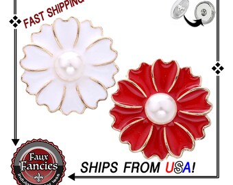 FLORAL in PEARLS Snap Button, PEARL Snap Charm Button, 18mm Ginger Snap, #FlowerSnapButtons, #BraceletCharm, #Charm, #FlowerCharm, #SnapSnap