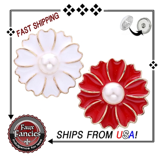 FLORAL in PEARLS Snap Button, PEARL Snap Charm Button, 18mm Ginger Snap, #FlowerSnapButtons, #BraceletCharm, #Charm, #FlowerCharm, #SnapSnap