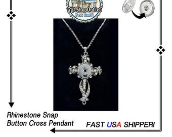 Snap Button Cross Pendant, CROSS Pendant for Snaps, Rhinestone Cross, Ginger Snap Pendant, #CrossSnapPendant, #CrossPendant, Spring Pendant