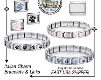 ITALIAN BRACELETS, Paw Print Charm LINKS, Pet Charm Links,  Italian Charm Bracelets, #ItalianCharmBracelet, #ItalianCharms, Paw Print charm