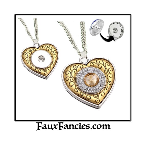HEART PENDANT for Snap Buttons, 18mm Ginger Snap Pendant, Snap Button Jewelry, Valentines Day, #SnapButtons, #SnapButtonJewelry, Noosa Snap