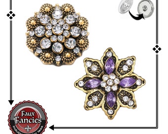 STUNNING Colorful Shimmering Snap Button, Ginger Snaps, Snap Charms, Flower Snap, #BraceletCharms, #SnapCharm, Flower Charm, #RhinestoneSnap