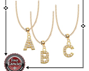 Dangle Letter Charm Pendants,  Rhinestone Pendants, Gold Tone Dangle Charms, #RhinestoneLetters, #DangleLetters, Jewelry Gift, #GiftForHer