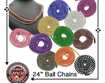 Colorful metal BALL CHAINS, 24" x 2.4mm Pendant Chain, Necklace Chains, Chain for Crafts, #ChainForPendant, #KeyRingChain, #CraftChains