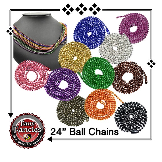 Colorful metal BALL CHAINS, 24" x 2.4mm Pendant Chain, Necklace Chains, Chain for Crafts, #ChainForPendant, #KeyRingChain, #CraftChains