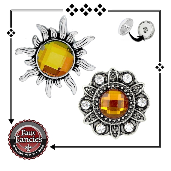 Sunny RHINESTONE Snap Buttons, Snap Charms, Rhinestone Ginger Snaps, Sun Snaps, #BraceletCharms, #SnapCharm, #SwitchableSnaps, #SunCharmSnap