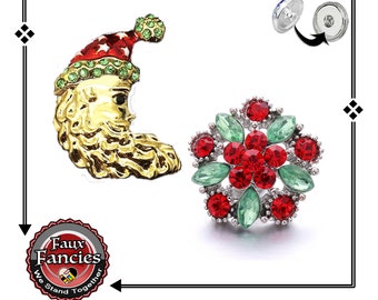 Christmas Snap Buttons, St. Nick Ginger Snap, 18mm Snap Charms, Rhinestone Changeable Snap, #RhinestoneSnap, Snap Snap, #ChristmasCharm