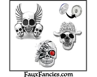 Skeleton Snap Buttons, Halloween Ginger Snaps, Snap on Charms, Changeable Snap, Rhinestone Snap, Skull Charm, #HalloweenJewelry, #CosPlay