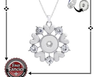 Rhinestone Snap Button Pendant: Interchangeable Charm Necklace