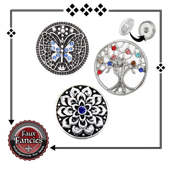 SALE! NICE Silver Tone SNAP Buttons, Ginger Snap, #SnapButton, Snap Charm, #BraceletCharms, #SnapCharm, Butterfly Charms, Tree Of Life Charm