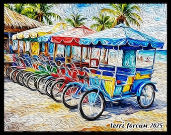 Beach Bicycle Canvas Art: Custom Summer Vacation Travel Print