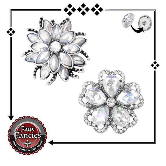 Shimmery CLEAR Snap Buttons, Rhinestone Snap Charm Button, 18mm Ginger Snap, #SnapButton, #BraceletCharms, #Charm, #FlowerCharm, #SnapPopper