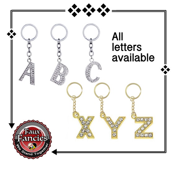 Dangle Rhinestone Letter Charm Keyring, Rhinestone Keyring, Dangle Keyring, #RhinestoneKeyring, #DangleLetter, #GiftForHer, #InitialCharm