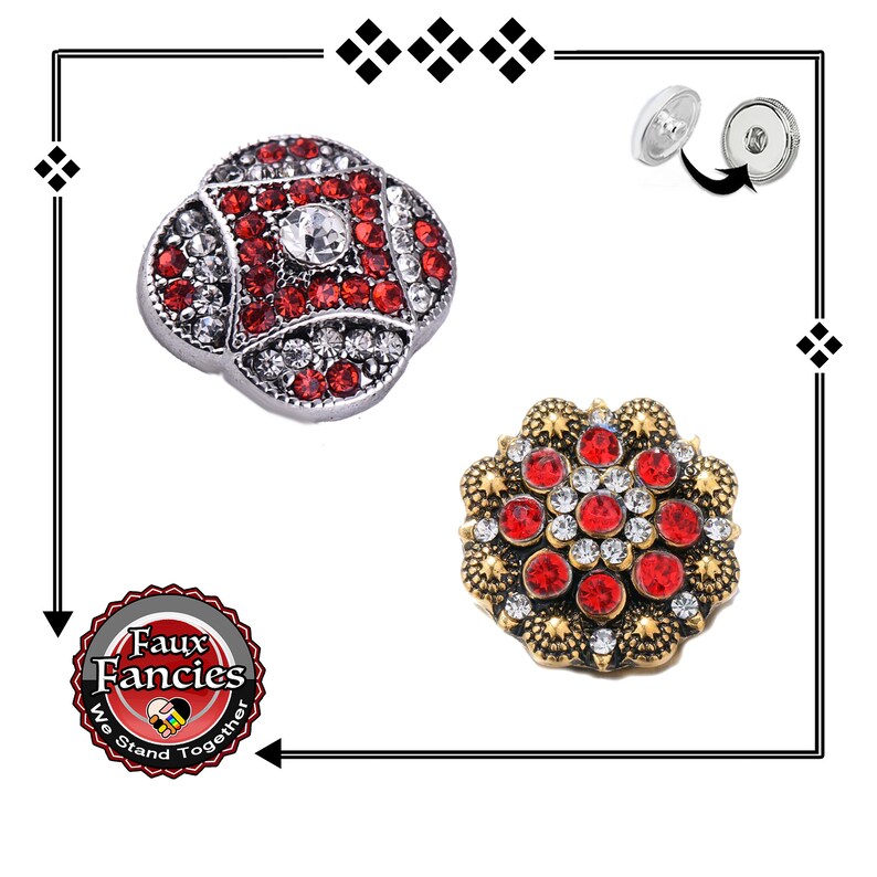 SNAP Buttons, GORGEOUS Rhinestone Snap Button, Ginger Snaps, Snap on ...