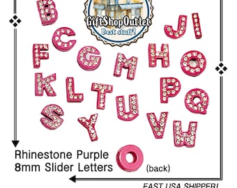 Dark Pink Rhinestone 8mm Slide Letters: Alphabet Charm
