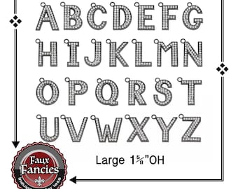 Large Rhinestone Letter Charm: Black Dangle Initial (1 5/8")