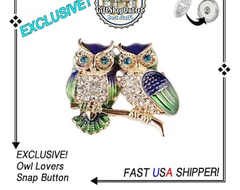 EXCLUSIVE! 18mm Rhinestone Owl Snap Button, Ginger Snaps, #SnapButton, Snap Charms, Owl Charm, #OwlSnapButton, Snap Button Jewelry