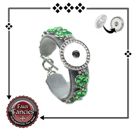 Snap Button BRACELET, BEAUTIFUL Green Rhinestone, Adjustable Snap Bracelet, Snap Bracelet for Snap Charms, #SnapButtonJewelry, #SnapJewelry
