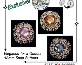 EXCLUSIVE! ELEGANCE for a QUEEN Snap Buttons, Gorgeous RHiNESTONE Snap Charms, #SnapJewelry, Gift for her