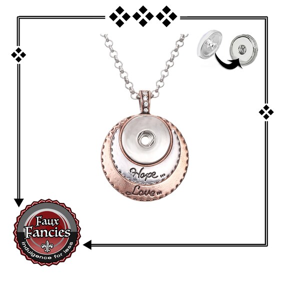 Hope Pendant for Snap Buttons, Ginger Snap Pendant, #SnapButtonJewelry, Snap Charms, Rhinestone Snaps, #SnapSnaps, #SnapJewelry