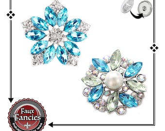 Blue and Green Flower Snap Buttons, BEAUTIFUL Flower Ginger Snaps, Snap Jewelry, Flower Snaps, #SnapCharm, #RhinestoneSnaps, #FlowerSnap