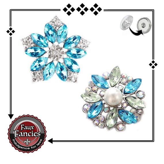 Blue and Green Flower Snap Buttons, BEAUTIFUL Flower Ginger Snaps, Snap Jewelry, Flower Snaps, #SnapCharm, #RhinestoneSnaps, #FlowerSnap