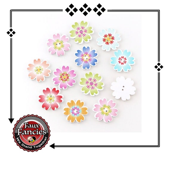 CLEARANCE! BUTToNS, BuTTONS! 3 PCs Flower Wood Buttons, FLOWER Charm, Spring Charms, Flower Scrapbook Buttons, #WoodenButtons, #CraftButtons