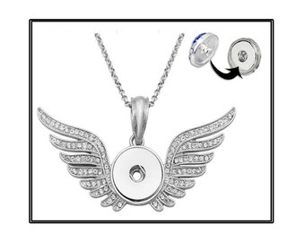 SALE! Angel Wings Snap button pendant, ginger snap pendant, snap on jewelry, snap on button, Snap snaps, Changeable snap, chunk snap