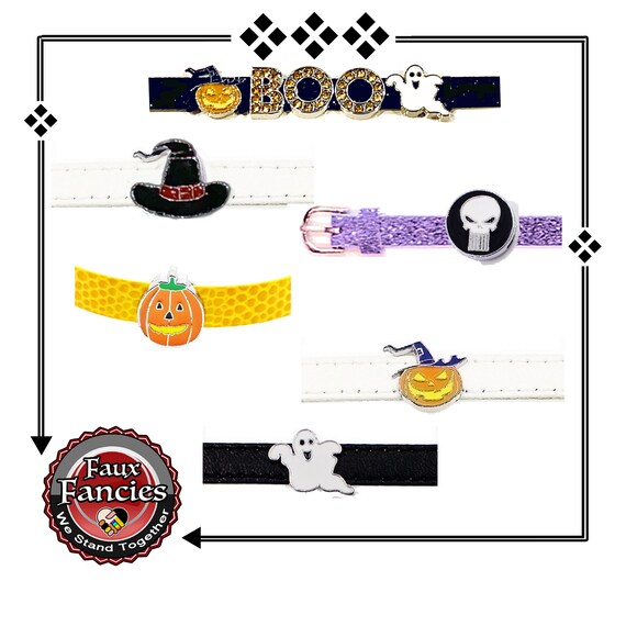 HALLOWEEN Slider charms, witch slide charms, Pumpkin Halloween Charms, 8mm charms, Pirate charms, Charms for Halloween, #SlideCharms