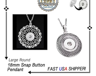 Large round pendant for 18mm Snap Buttons, Ginger Snap Pendant, Mothers Day Gift, Snap Button Jewelry, Gift for Her
