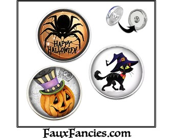 Spook-tacular Cabochon Snap Buttons, 18mm Ginger Snaps - Snap on Charms, Interchangeable Snap, Rhinestone Snaps, Snap Snap, Jewelry gift